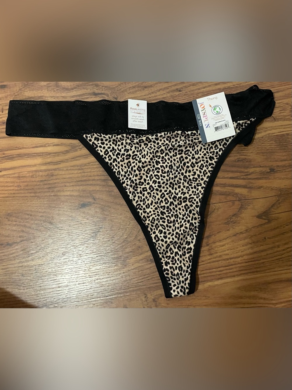 Joyspun New with Tag Leopard Print Thong Black & Beige XXXL